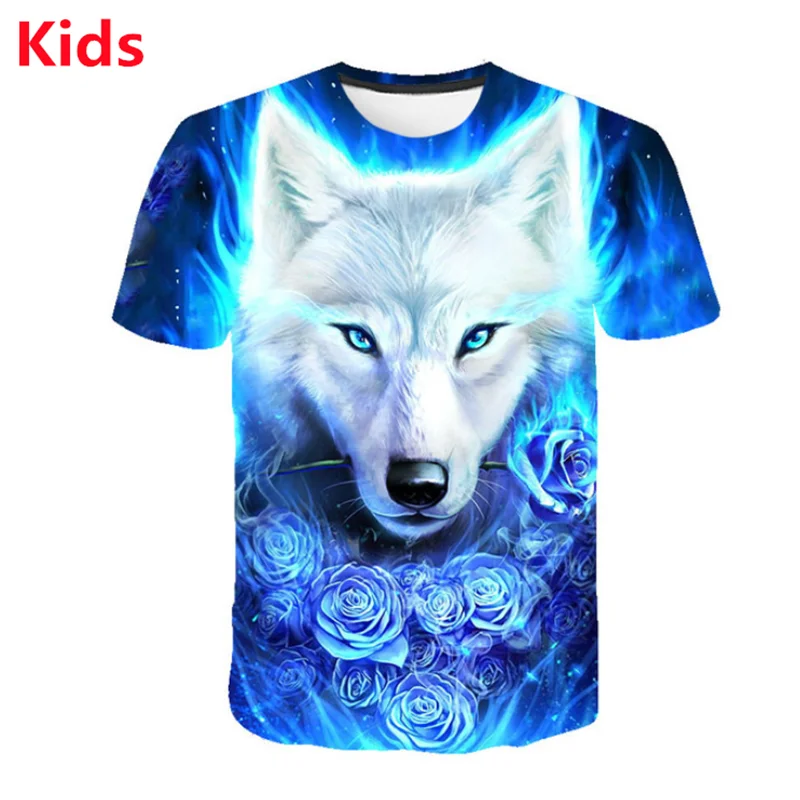 

Футболка с рисунком лисы/льва, детская одежда, детская модная летняя футболка с коротким рукавом и принтом животных, крутые топы для мальчиков и девочек, футболки, детская одежда