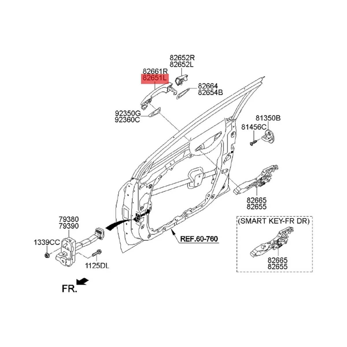 

82651-C1110 Car Left Front Outer Door Handle for 2015-2018 82651C1110