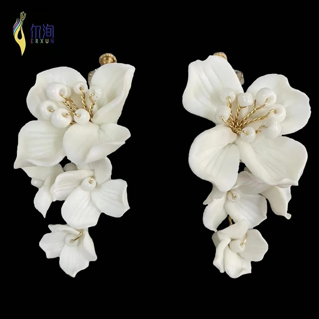 

Популярные серьги в европейском и американском стиле, керамические серьги в виде цветка, серьги из проса и бусин