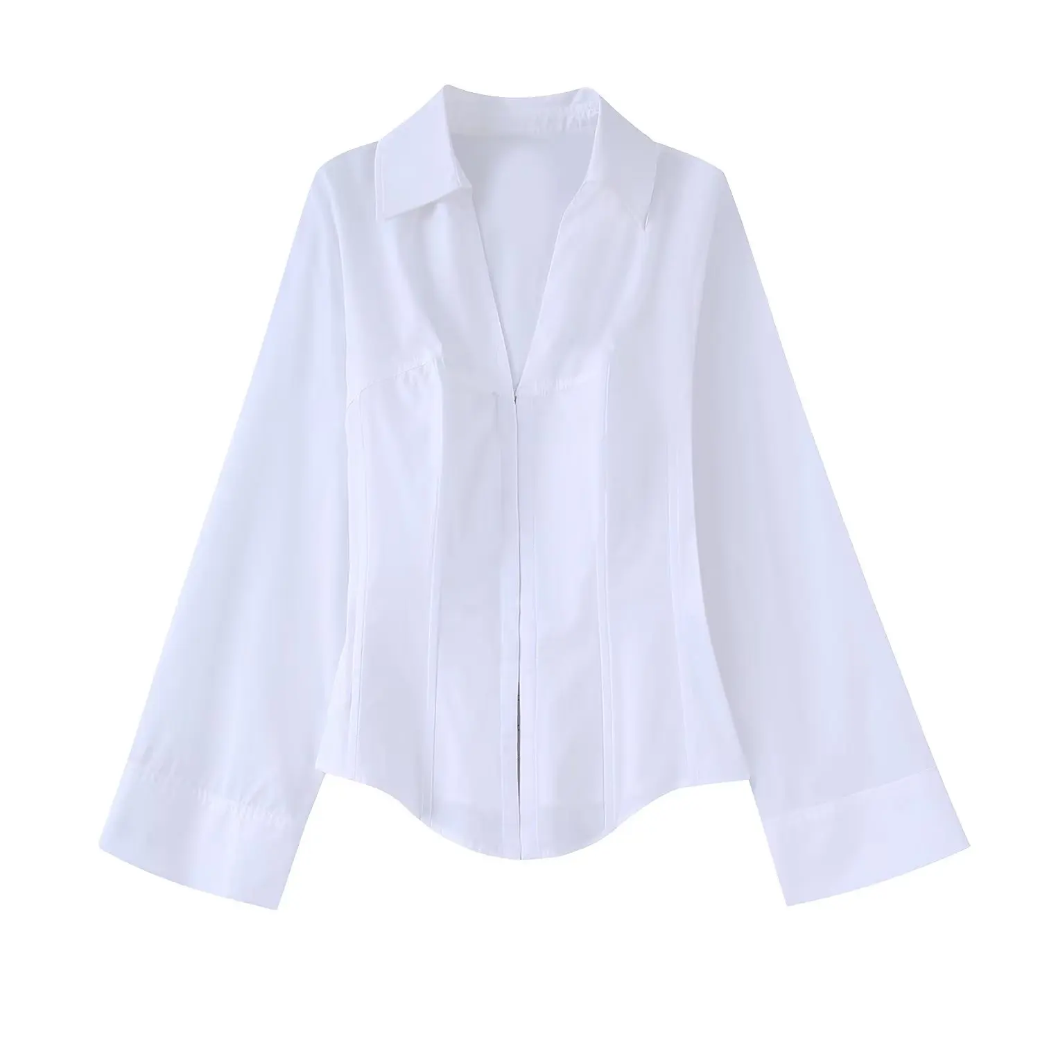 

SuperAen Europe and The United States Women's New 2022 Poplin Slim White Shirt V Neck Shirts for Women