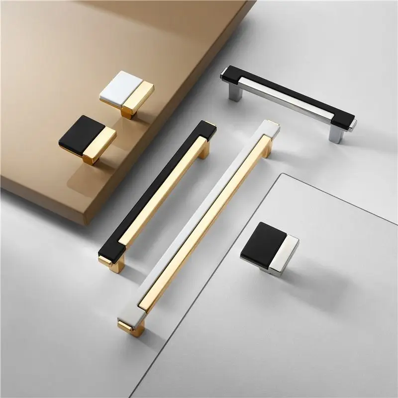 

Fashion Gold Kitchen Handles for Cabinet Drawer Dresser Knobs Zinc Alloy Closet Door Pull Furniture Handle Door Hardware