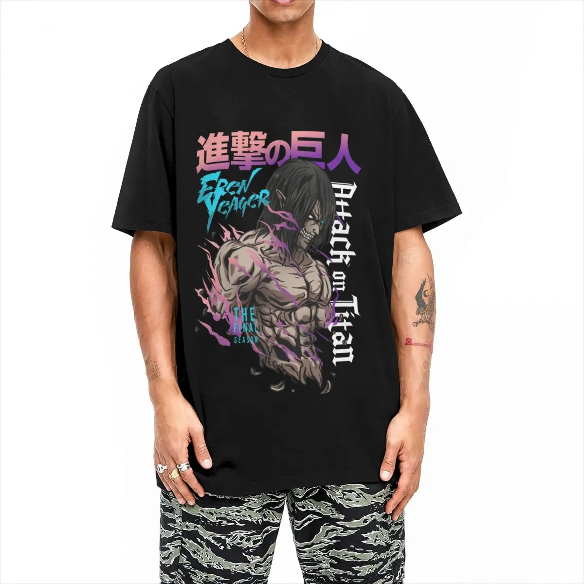 Футболка для пар Атака Титанов футболки Harajuku TATAKAE GRAFIC пляжные уличный стиль