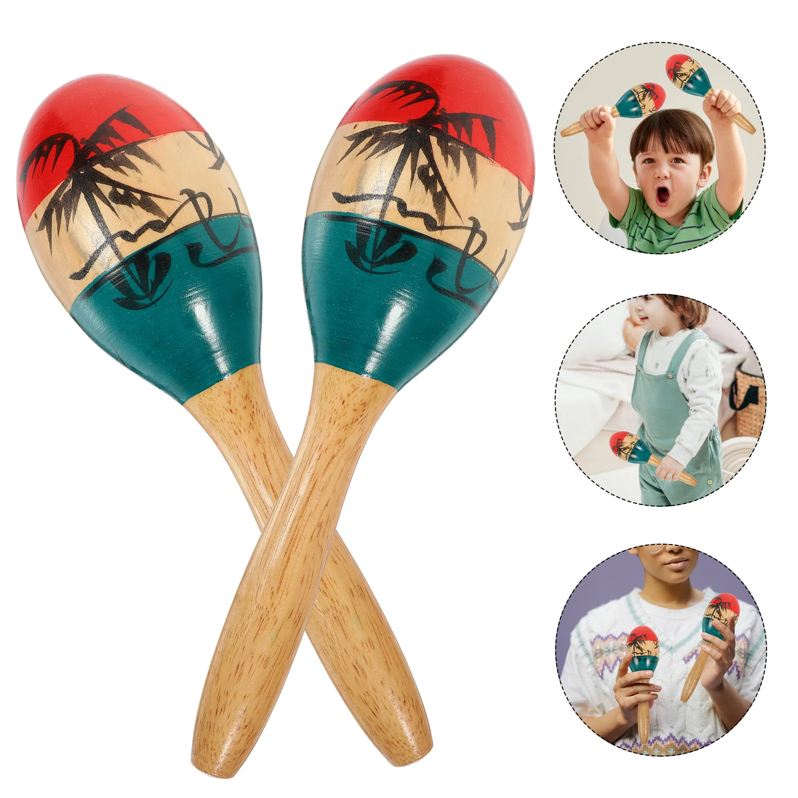 

Maracas Wood Shakers Wooden Hand Toys Musical Kidstoy Rumba Percussion Bell Instrument Mini Educational Sand Shaker Held