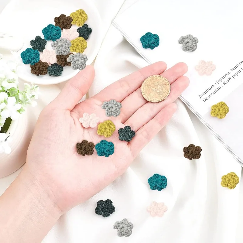 30 Шт. Вязаные Крючком Цветы Ручной Работы Украшения 6 Цветов Диаметр 15 Мм Для