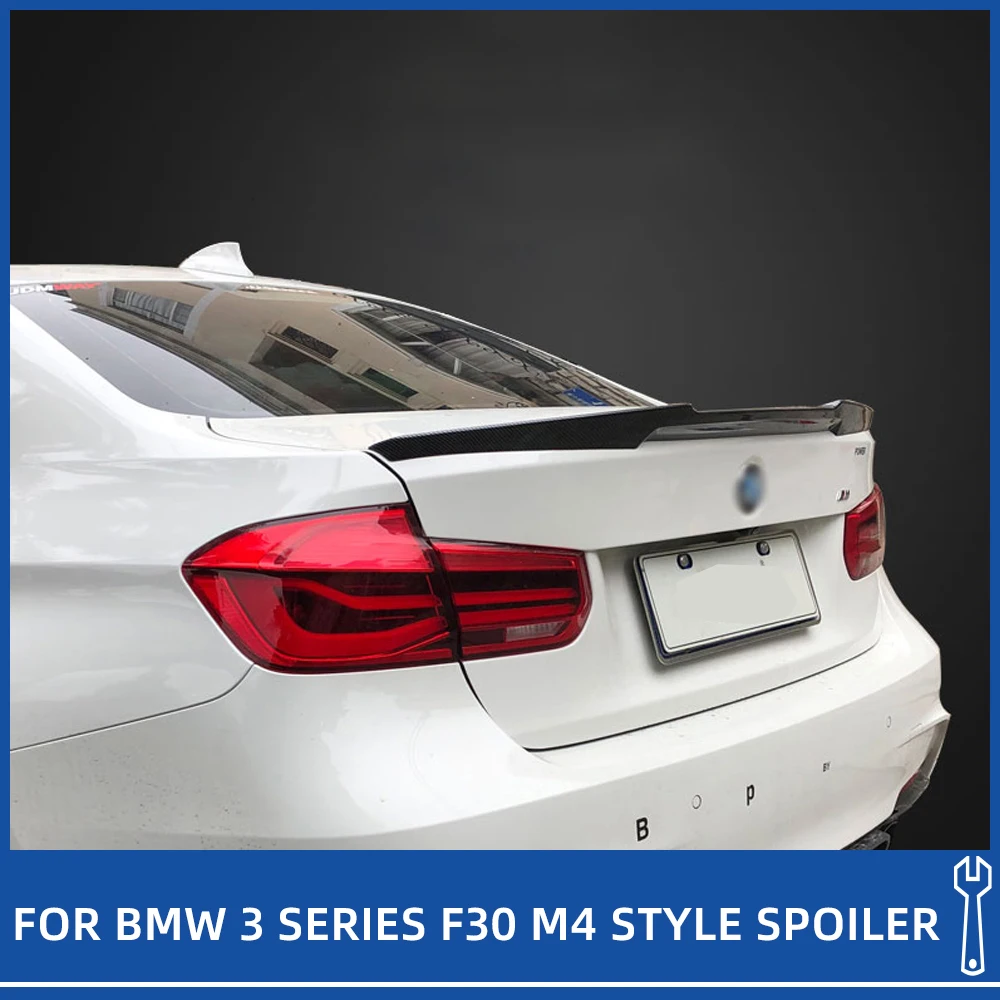 M4 Style Rear Trunk Lid Boot Car Duck Tails Lip Spoiler Wings For BMW 3 Series F30 Sedan 4 Door 318 320 325 ABS Black Carbon