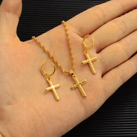 gold plated cross earring pendant neckalces christian orthodox crucifixion saint benedict jesus religion jewelry
