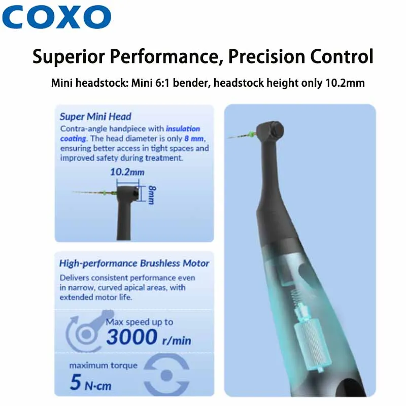 Фото Стоматологический эндомотор COXO C Smart-i Pilot с апекслокатором, беспроводной, Bluetooth, для эндодонтии, с функцией реципрокации, стоматологическое оборудование для лечения корневых каналов №3