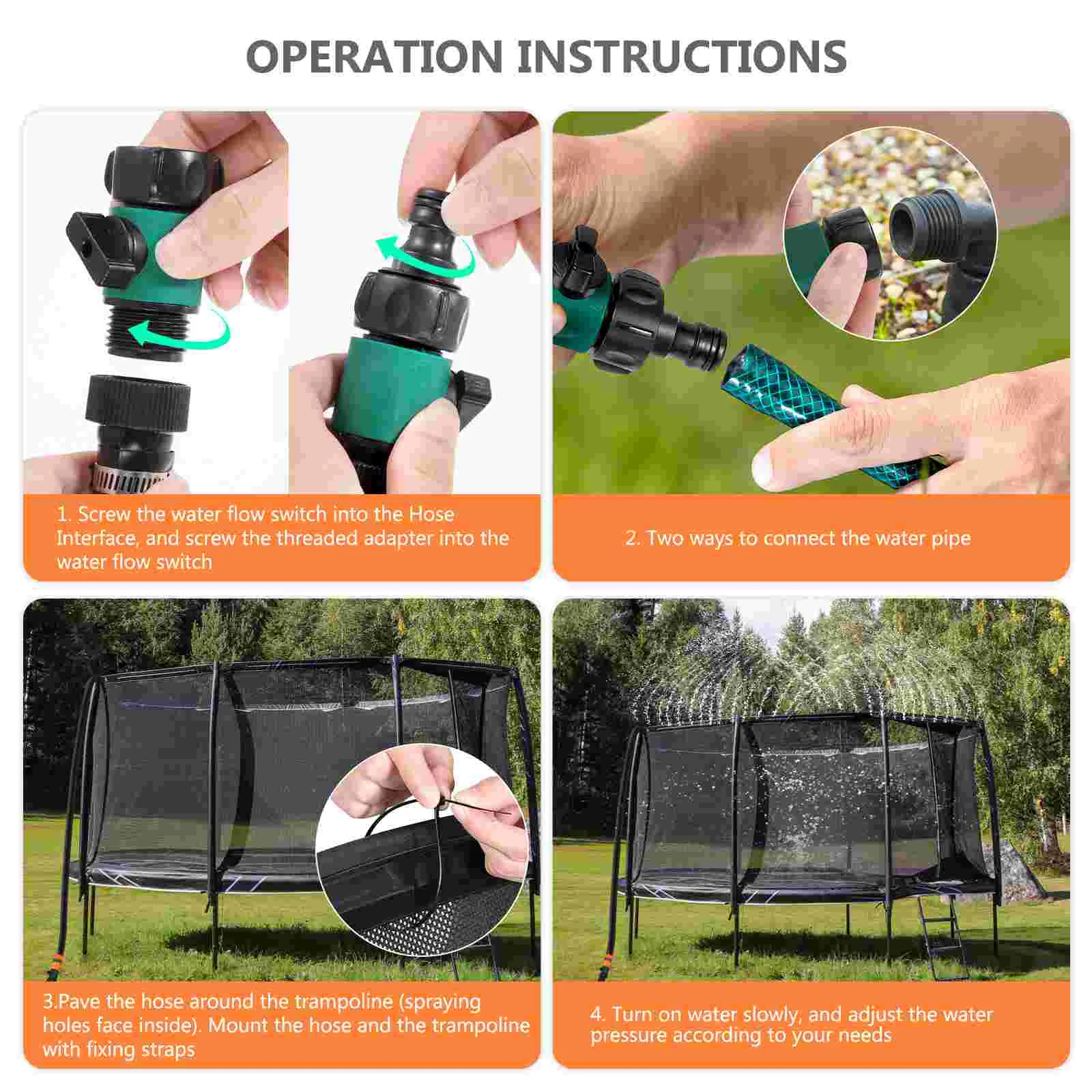 

Water Sprinkler Kids 393ft Long Trampoline Toy Pearlescent Accessory Play Child