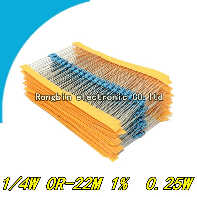 

100pcs 1/4W 0R-1M 1% Metal Film Resistor 0.25W 0.47R 0.5R 0.56R 0.62R 0.68R 0.75R 0.82R 0.91R 1R 1.1R 1.2R 1.3R 1.5R 1.8R ohms