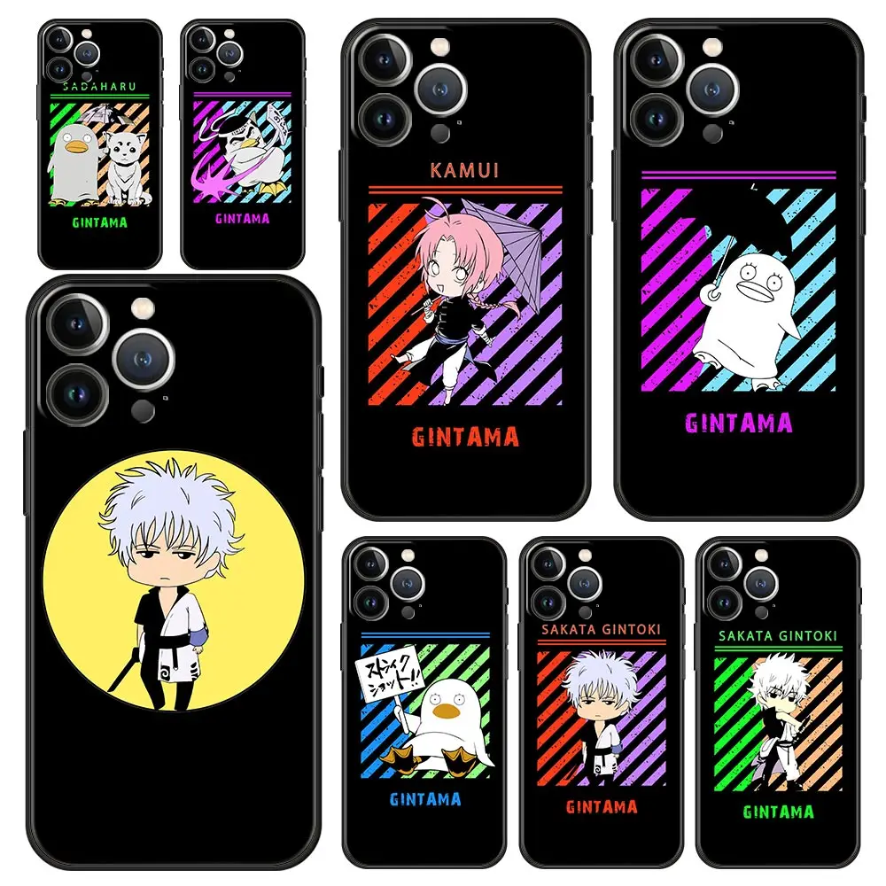 

Gintoki Sakata Cute Gintama Anime Luxury Soft Phone Case For iPhone 13 14 12 11 Pro MAX Mini XR X SE XS 7 8 Plus Black Cover