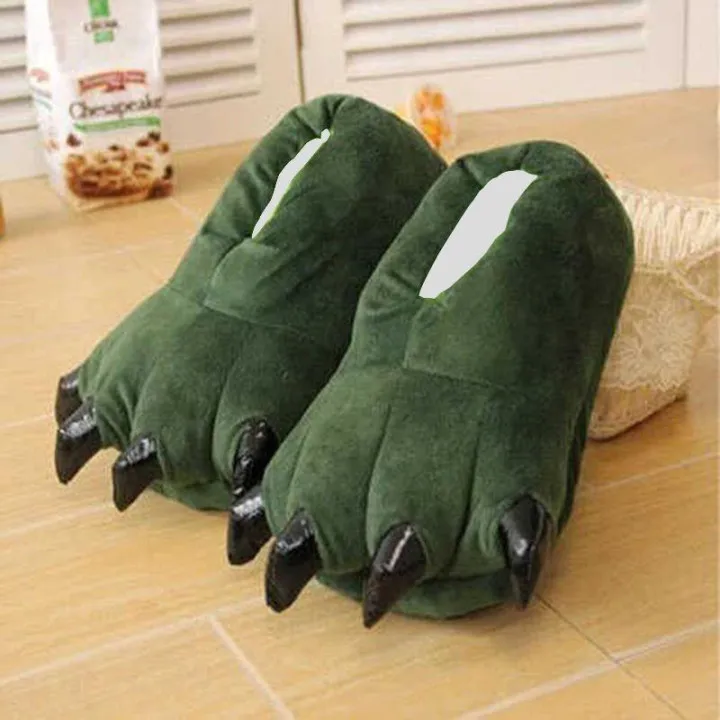 

Fashion Animal Cartoon Monster Foot Slippers For Winter Dinosaur Claw Plush Halloween Gift Funny Costumes Christmas Dress Up