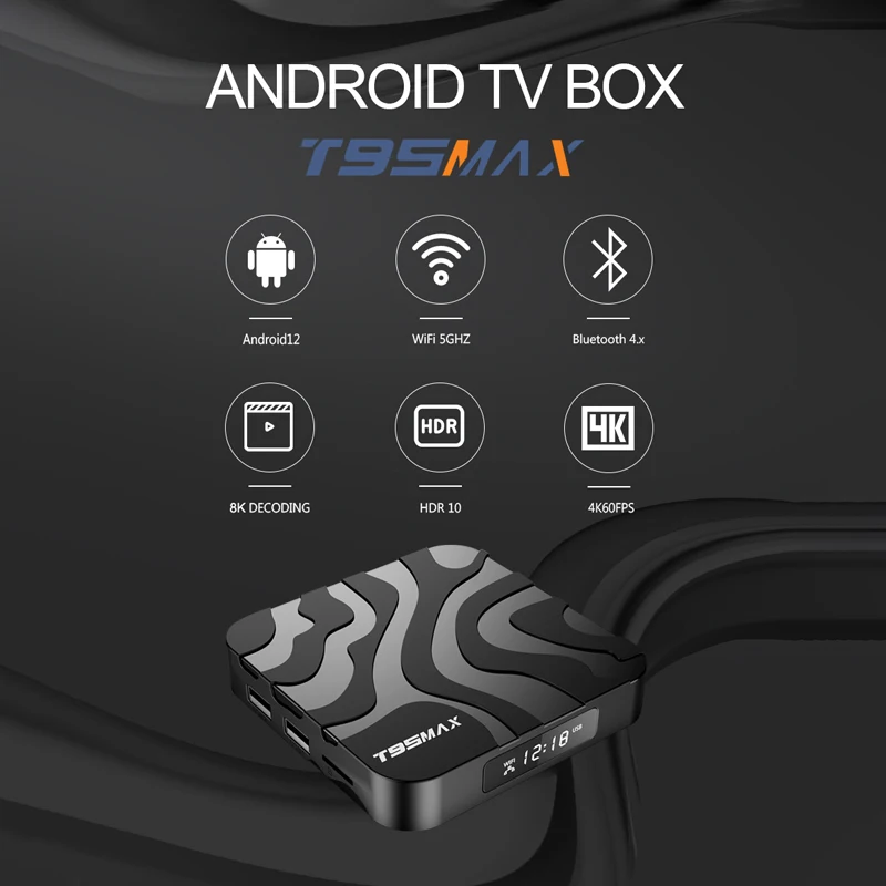 T95 Max TV BOX Android 12 двухдиапазонный Wi-Fi 4G 5G BT4.0 8K 4K H618 4 ГБ 64 Smart Media Player Fast Top Box IPTV