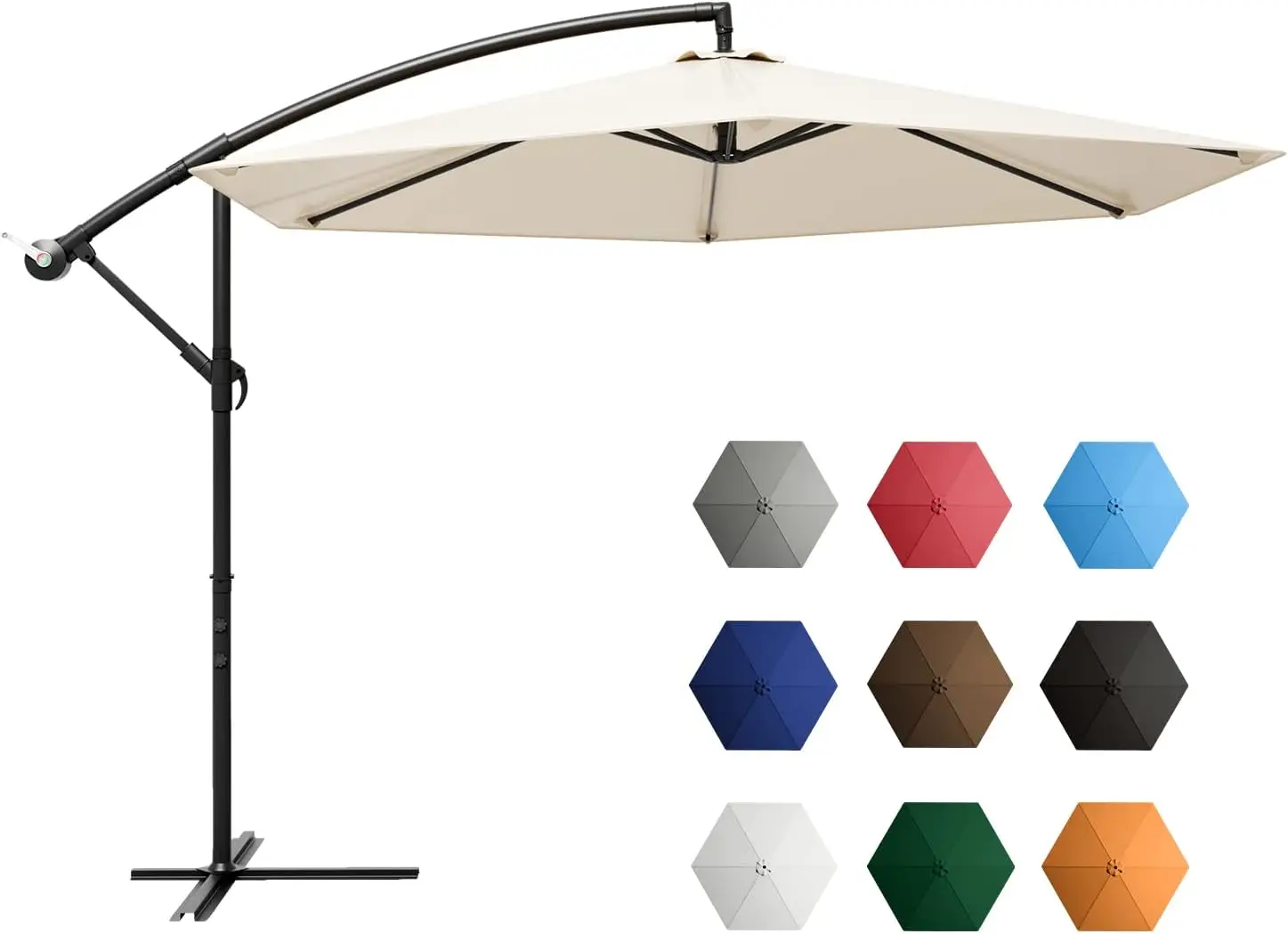 

Зонт 10 футов, подвесной зонт, зонт для наружного рынка с кривошипом и поперечным основанием (бежевый), мини-зонт, зонтик