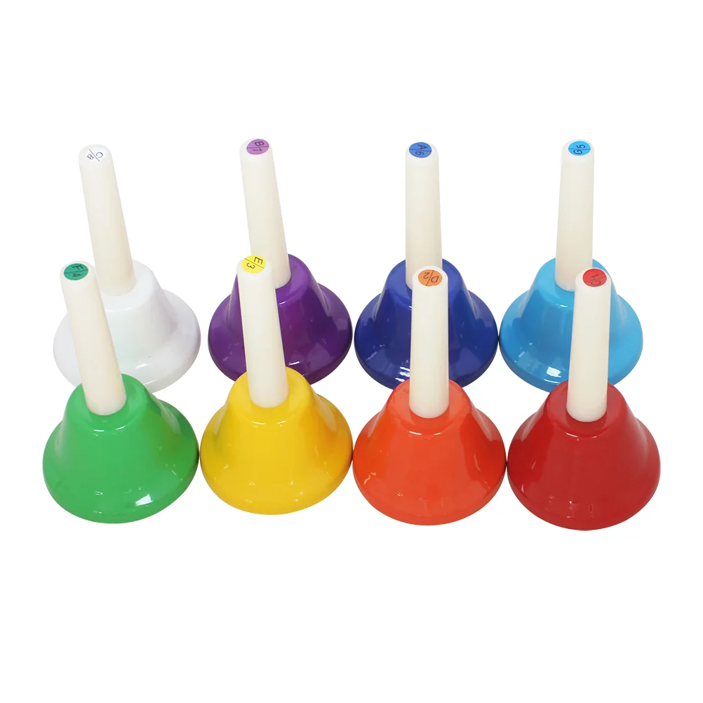 

Children's Percussion Handbell Toy Kids Educational Bells Musical Instruments 8 Note Metal Phone Ring Light