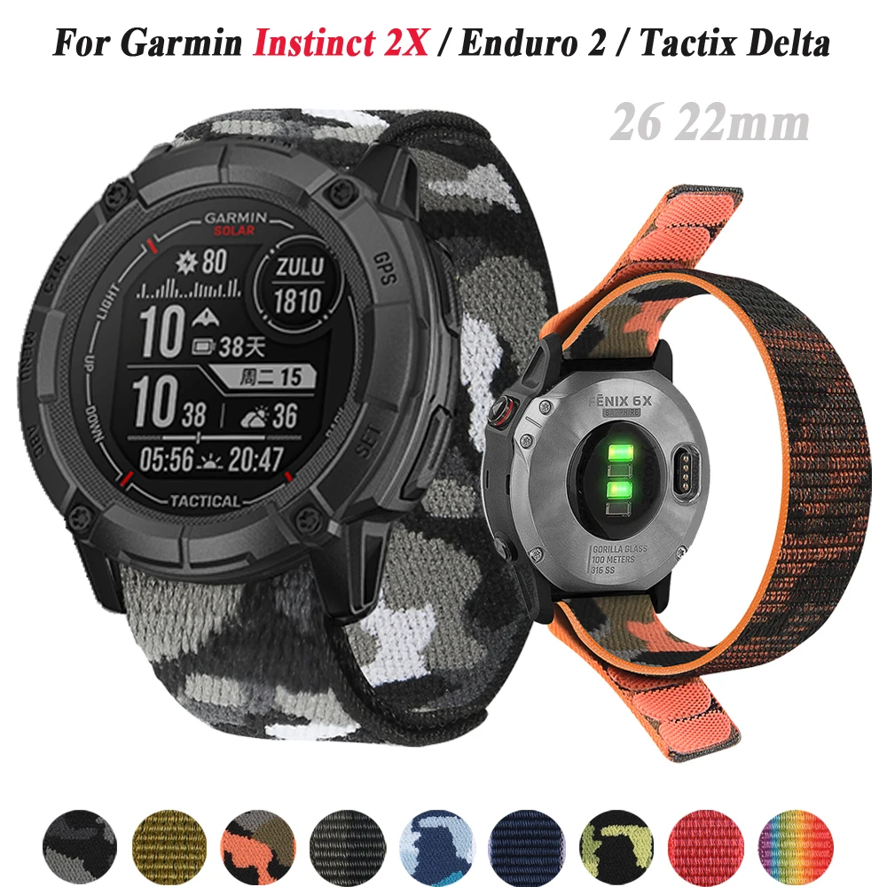 

Браслет на застежке-липучке для Garmin Fenix 7 7X 6X 6 Pro 5 5X Plus Epix Тактический Delta, 22 мм 26 мм