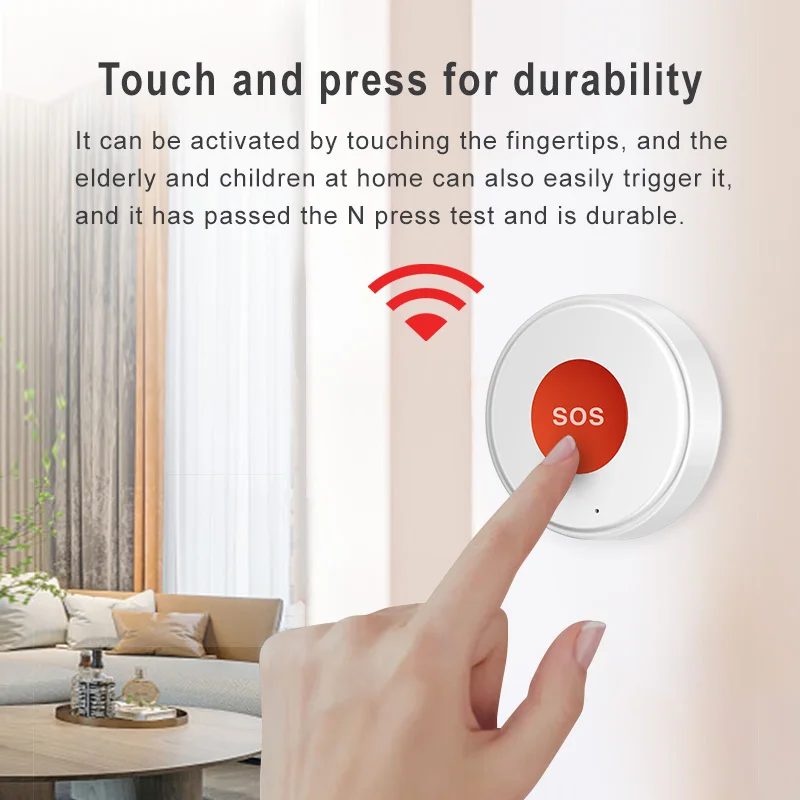 Фото Кнопка аварийной помощи Tuya WiFi SOS с уведомлениями через приложение Smart Life Оповещение о одной клавишей Настенный липкий/шейный ремешок Дизайн для пожилых людей и детей №3