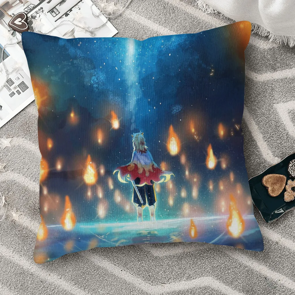 

Kyojuro Rengoku Cojines Demon Slayer Kimetsu no Yaiba Adventure Anime Throw Pillow Case Cushion Covers Decorative Backpack