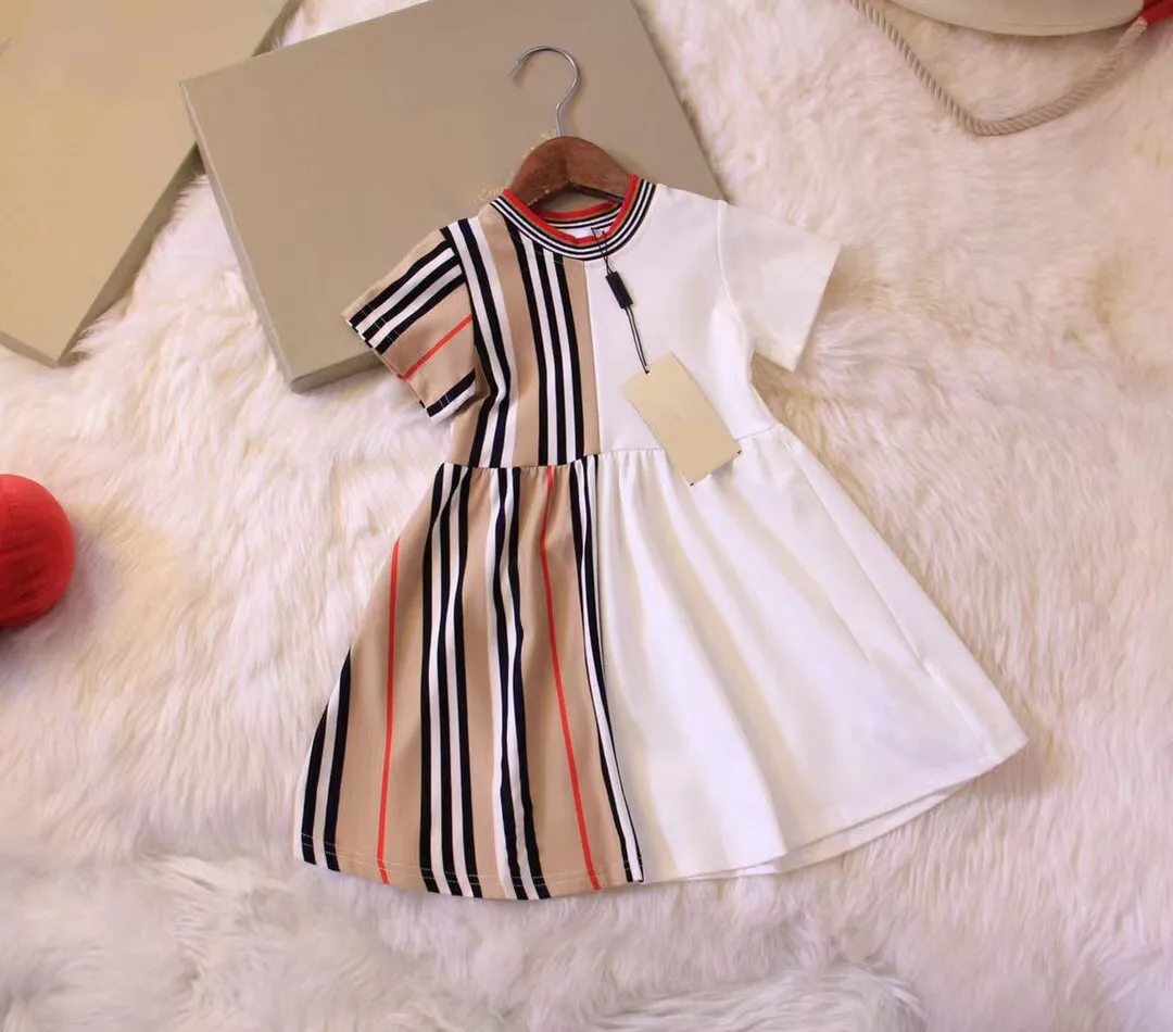 

2022 New Small stripe Wihte Brand Parti Fashion Boutique Girls Dress