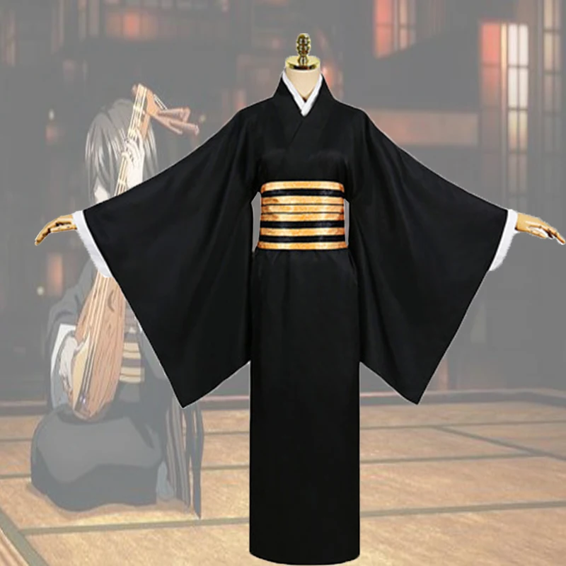 Anime Demon Slayer Kimetsu No Yaiba Nakime Cosplay Costumes Kimono Sets Outfits Black Performance Uniforms Full Set Halloween