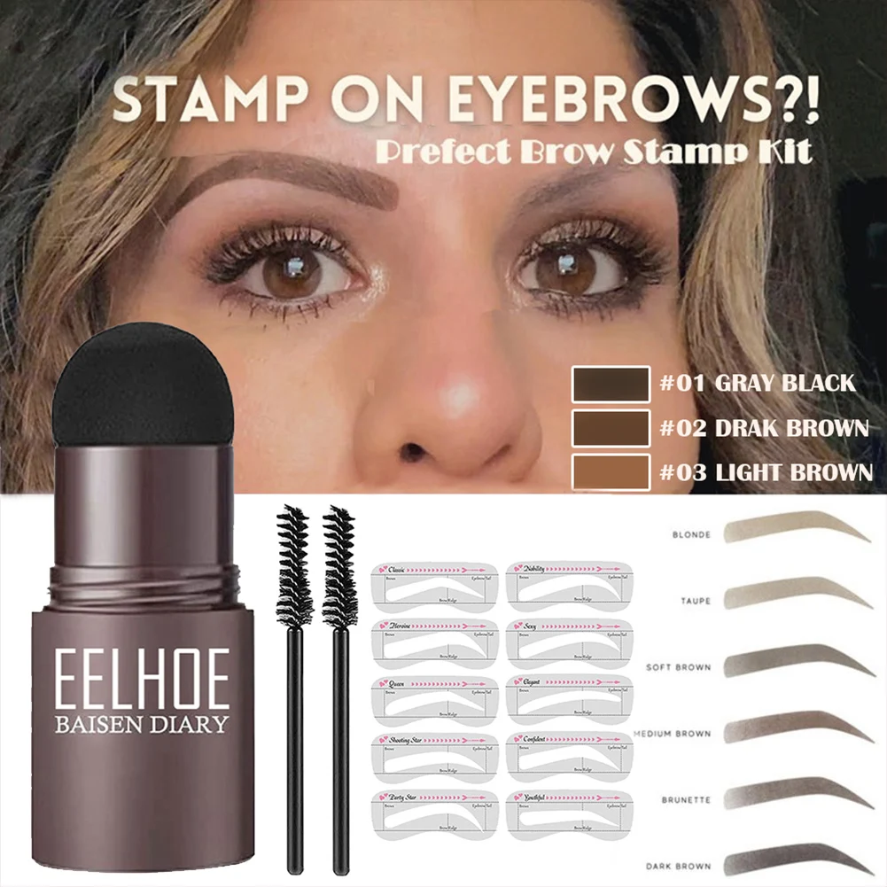 

New 3 Color/set Eyebrow Shaping Kit Eyebrow Stamp And 5 Pairs Brow Stencils Kit Fast Eyebrow Styling Kit Perfect Gift For Women