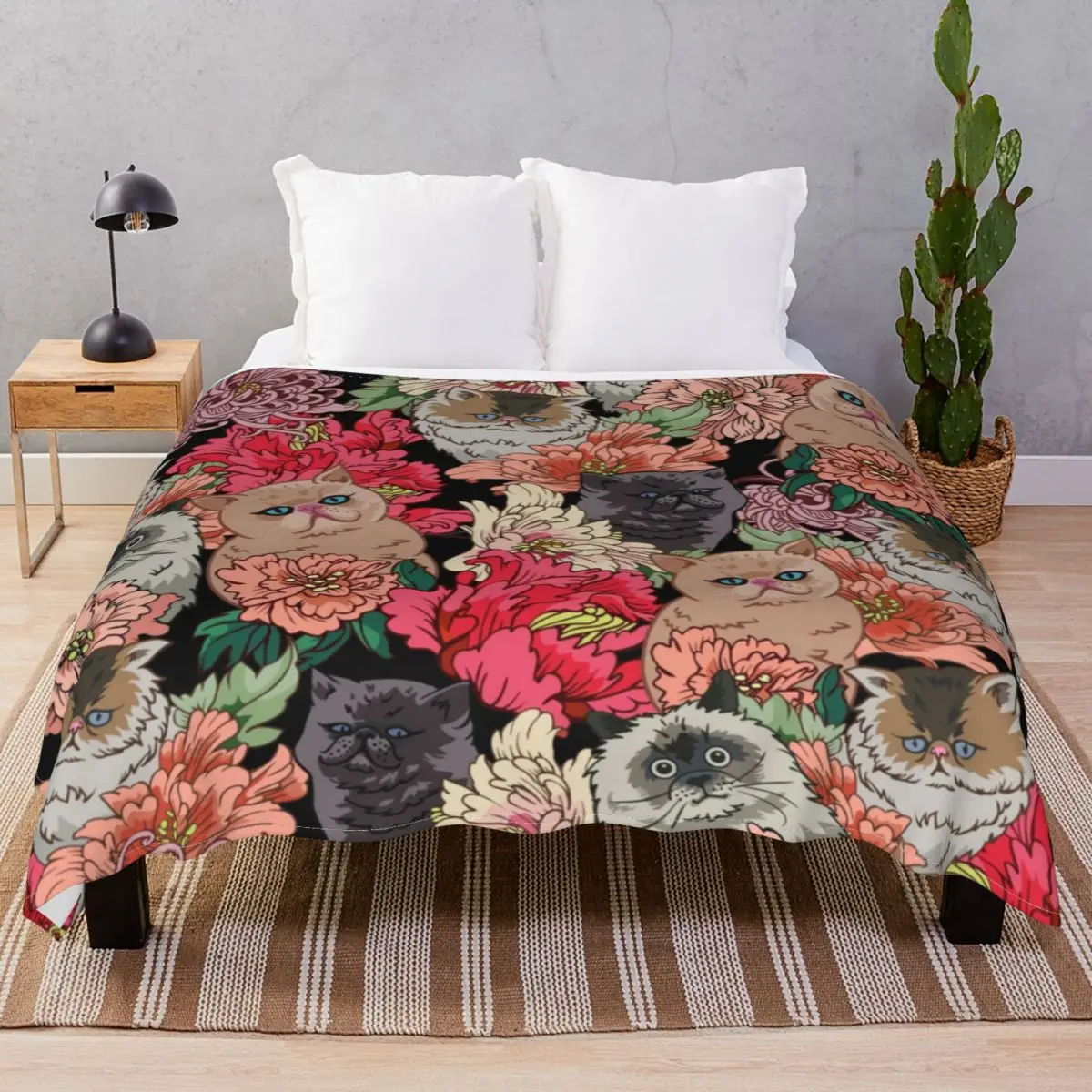 Because Cats Blanket Velvet Print Multifunction Throw Blankets for Bedding Home Couch Camp Office