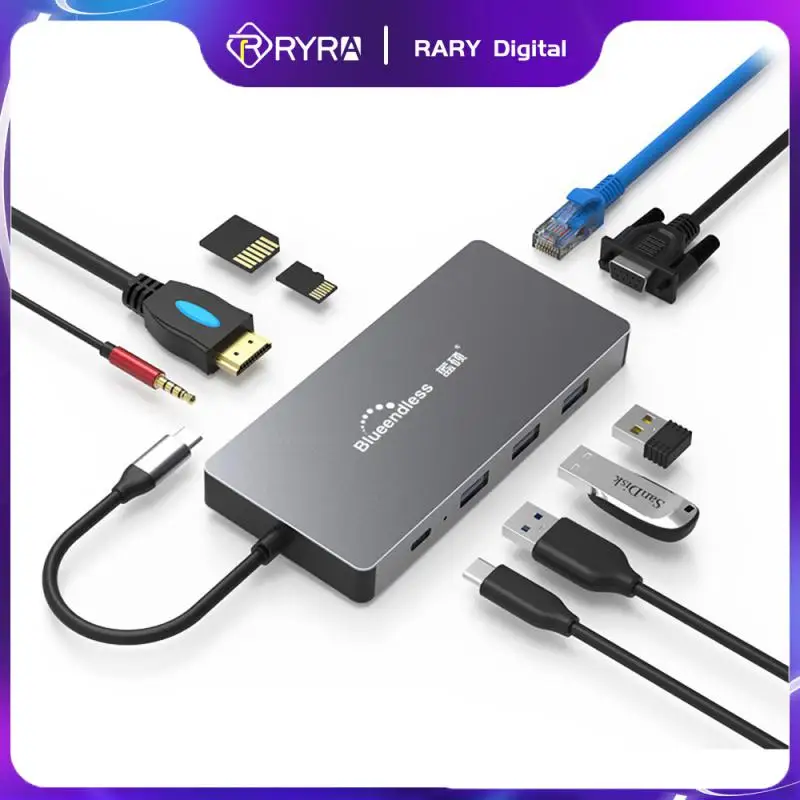 

RYRA USB C HUB 4K 60Hz USB C To 2x HDMI 2.0 RJ45 USB 3.0 PD Adapter For Macbook IPad Pro Air M2 M1 PC Accessories USB C Splitter