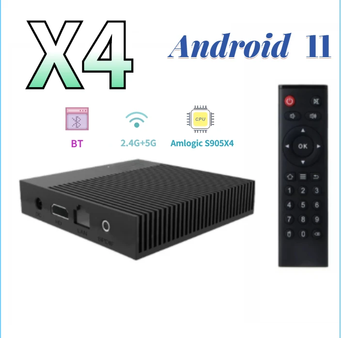 

2022 Newest X4 Android 11.0 Smart TV BOX 4GB 32GB 64GB Amlogic S905X4 Support 2.4G&5G Dual Band Wifi 100M Youtube 4K Set Top Box