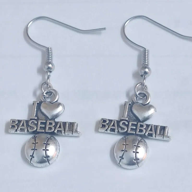 

I Love Baseball Sport Earrings Creative Drop Tassel Handmade,Silver Color,Women Jewelry Accessory Pendant Wholesale