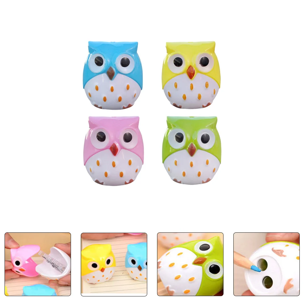 

Owl Sharpener Double Holes Kids Sharpeners Plastic Stationery Supply Student