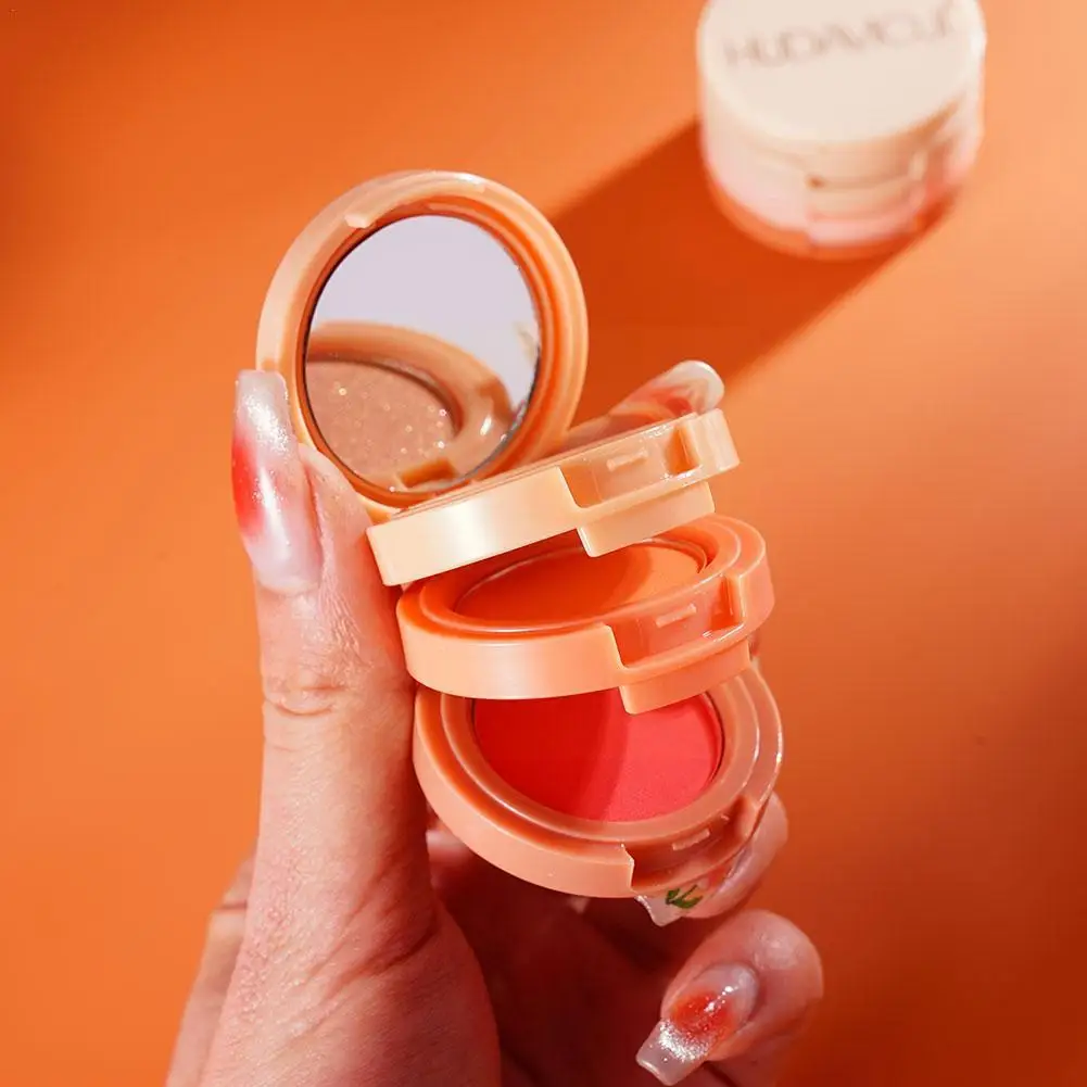 

3 в 1 Румяна для макияжа Палитра Минеральная пудра красный румяна крем для щек стойкий оттенок Румяна Косметика розовый оранжевый женский персик C2F2