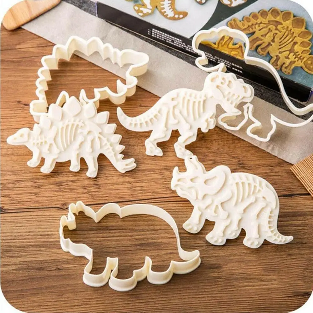 

3D Dinosaur Cookie Cutters Mold Dinosaur Biscuit Embossing Mould Sugarcraft Dessert Baking Mold Fondant Cake Decoration Tool 3pc