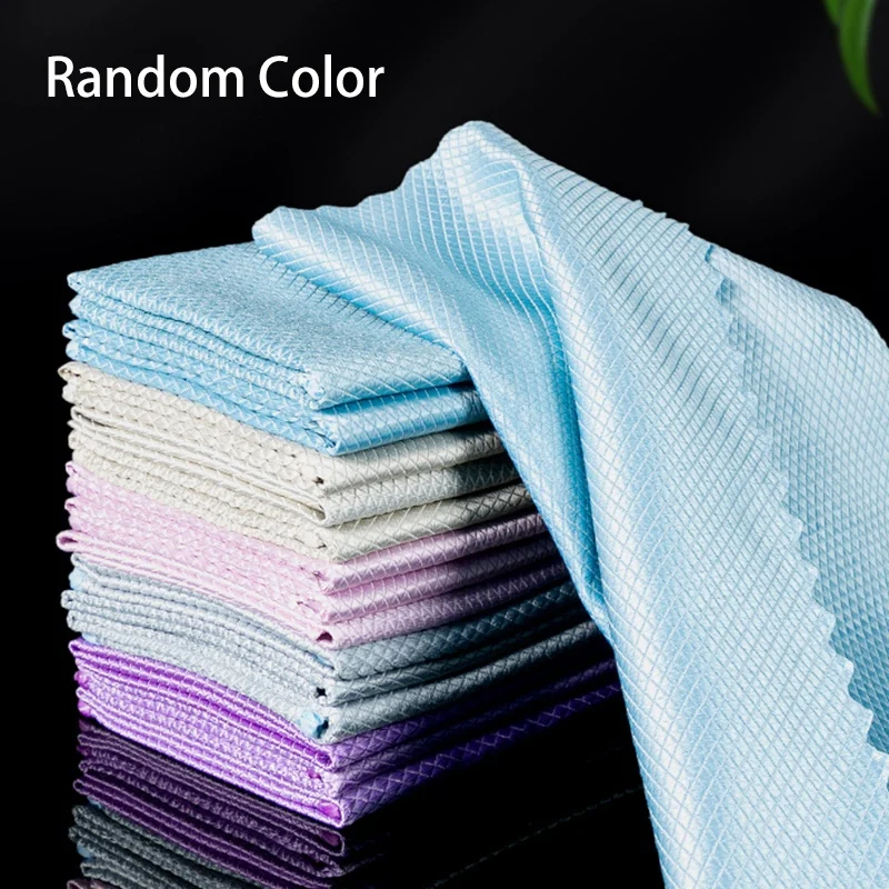 

12Pcs Glass Cleaning Cloth Dishcloth Lint Free For Windows Cars Kitchen Mirrors Traceless Reusable Fish Scale Rags