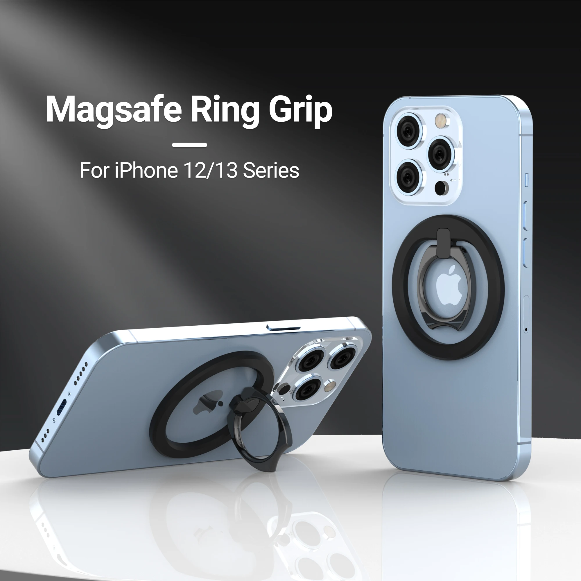 

Magnetic Cell Phone Ring Holder Compatible with iPhone 12 13 14 Series Magsafe Case Portable Foldable Desktop Holder