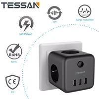 tessan eu plug power strip with switch onoff 3 ac outlets 3 usb charging ports 5v 2 4a portable multi socket power adapter