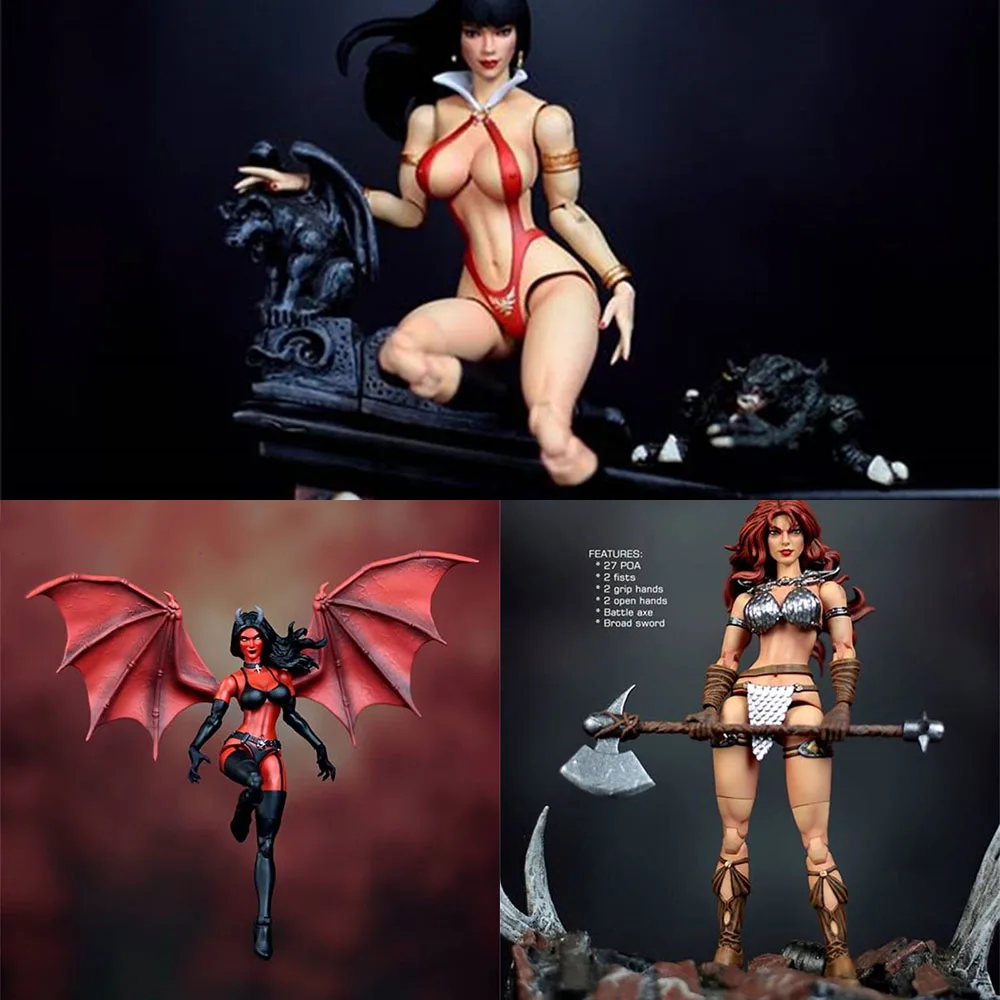 ERLCRS01 1/12 Scale Collectible 15cm Full Set Red Sonja Queen of The Damned Purgatori The Lady Vampirella Female Action Figure