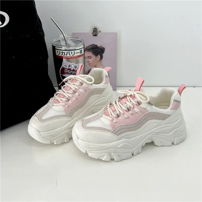 

Women's Vulcanized Shoes 2023 Summer Sneakers for Women Platform Shoes Zapatos De Tenis Fashion Beige Sports Shoes Mesh Shoes