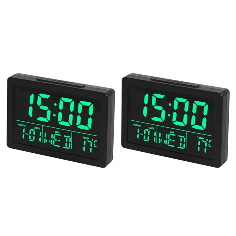 With Large Led Time Display Temperature Detect Snooze Clocks For Bedroom Bedside Desk Black&green