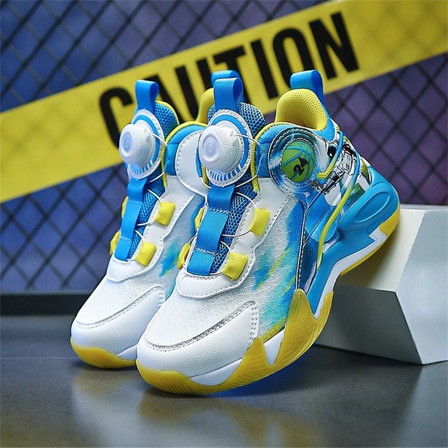 New Arrival Top Quality Kids' Basketball Shoes Students Sport Shoes Brand Jordans Rotary Button Running Shoes Boys Sneakers
