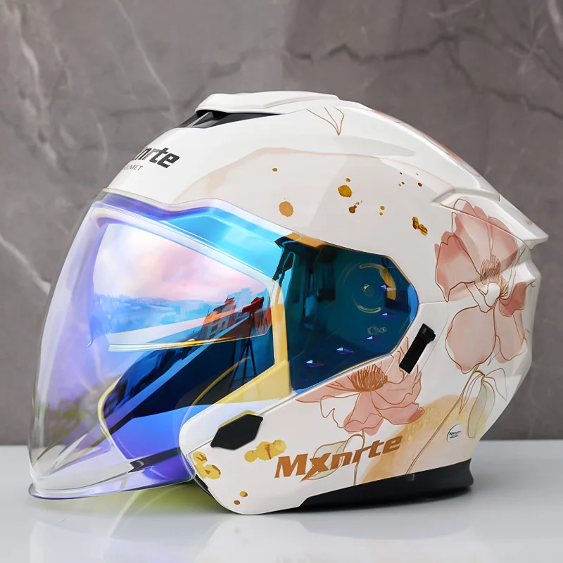 Одобренный DOT Mxnrte розовый шлем Lotus Pond для мужчин и женщин полушлем с двойными