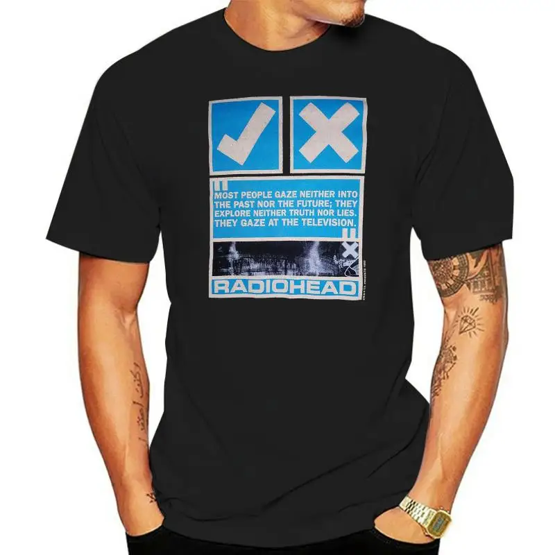 

Радиоголовы-Camiseta entallada для мужчин, camisa informal de talla grande y famosa, camiseta de disegio, Top
