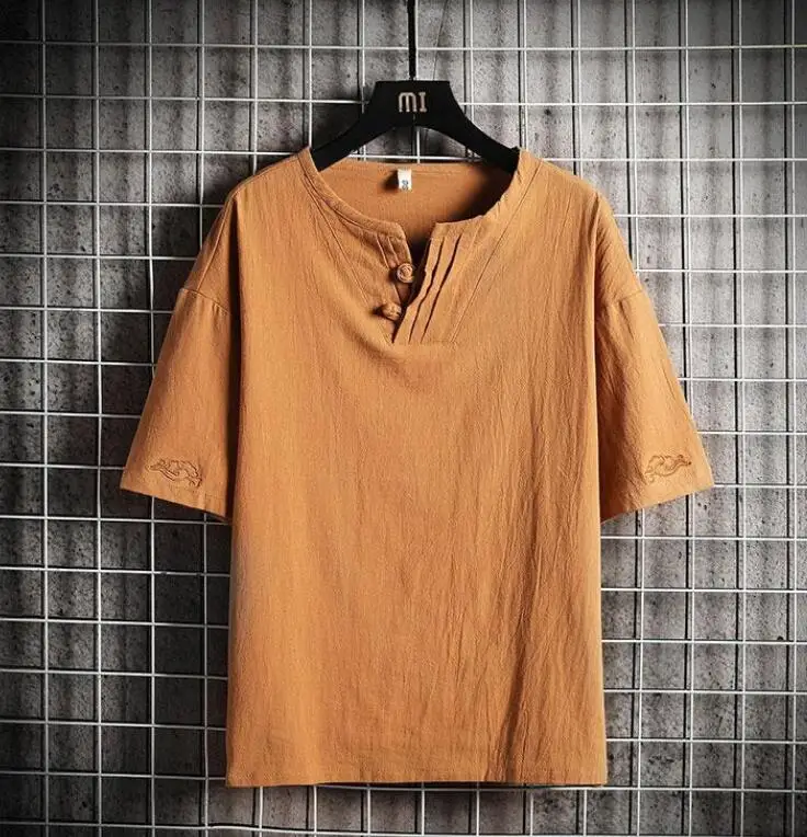 

Summer New Embroidered Round Neck Cotton Linen Short Sleeve T-Shirt
