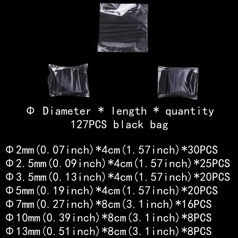 

Термоусадочные трубки PE черный/красный 127 шт.