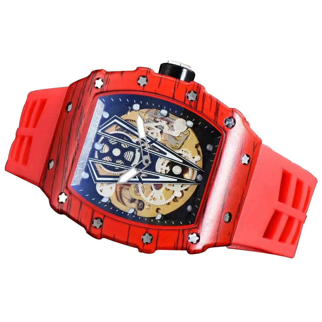 

Richard Tiger Head Face Imitation Carbon Fiber Dial Business Men's Hollow Out Fully Automatic Mechanical Watch Richard