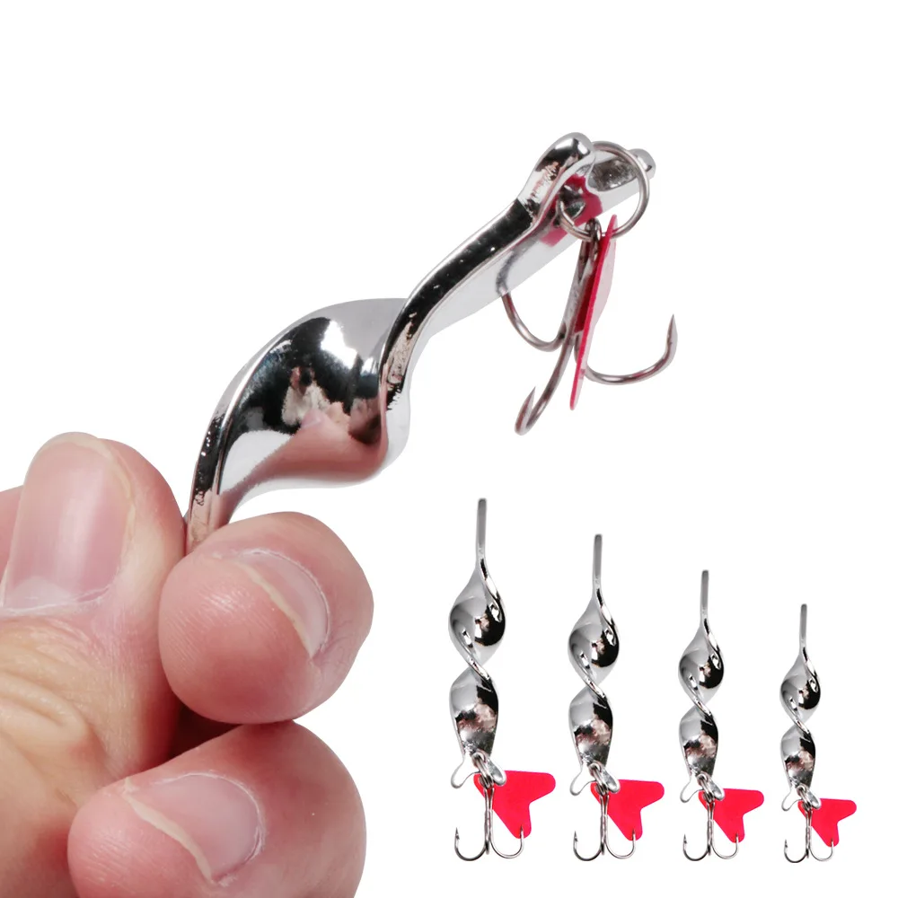 

1PCS Gold Silver 10g 14g 21g 28g Rotating Metal Spinner Spoon Fishing Lure Baits For Trout Pike Pesca Fish Treble Hook Tackle