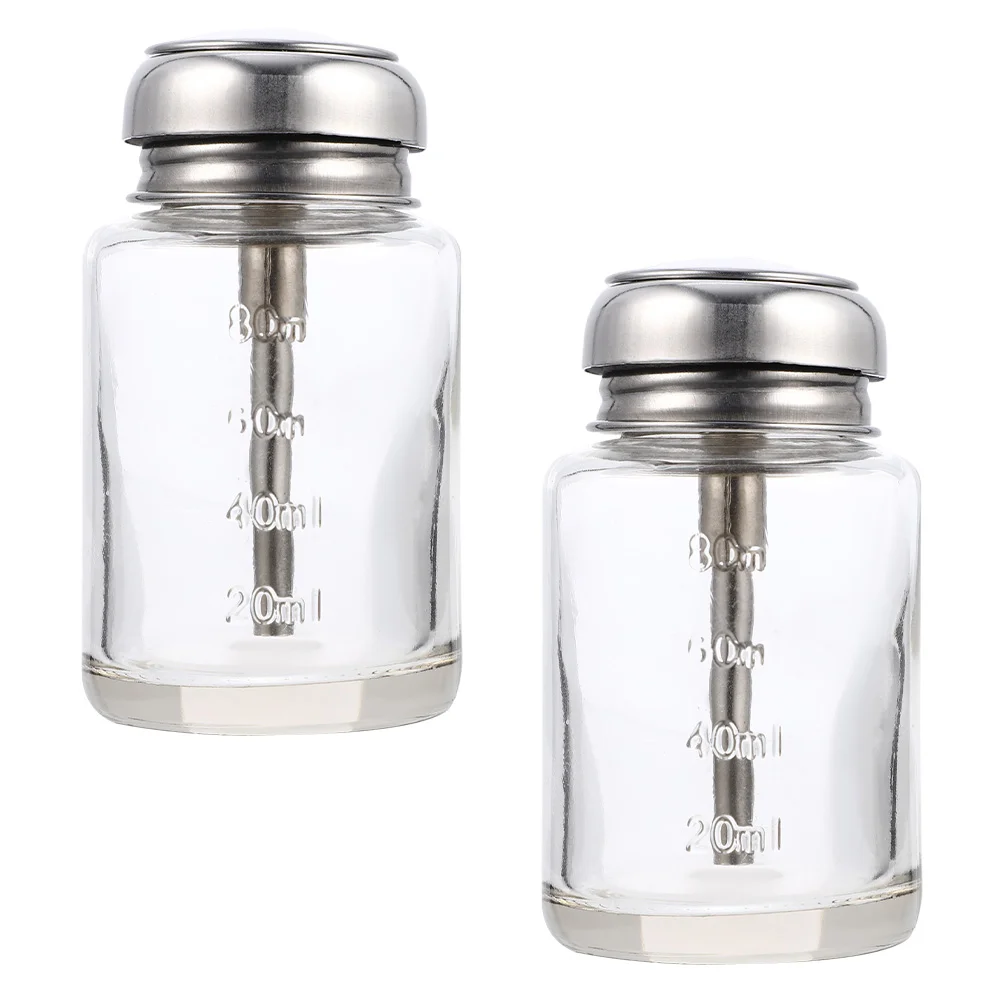 

2 Pcs White Glass Boston Round Bottles Round Glass Push Bottle Makeup Remover Holder Empty Glass Craft Bottles Clear Container