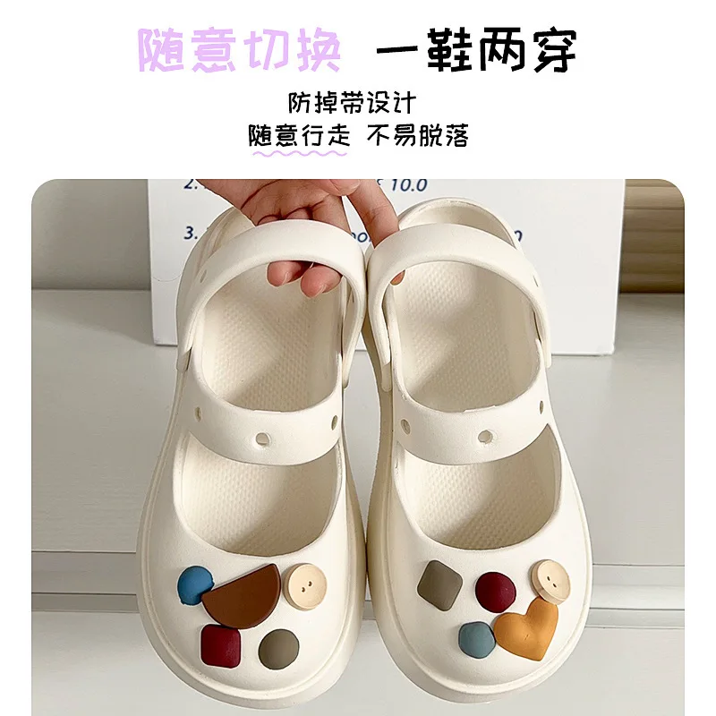 2023 New Close Toe Shoes for Women Summer Slippers with Thick Sole and Feet Feeling Cool Slippers for Women External Wear