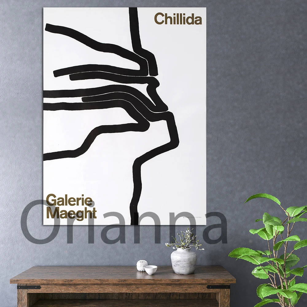 

Eduardo Chillida Prints- Galerie Maeght Exhibition Poster-Chillida-Abstract Wall Art Canvas Painting- Home Gallery Decoration