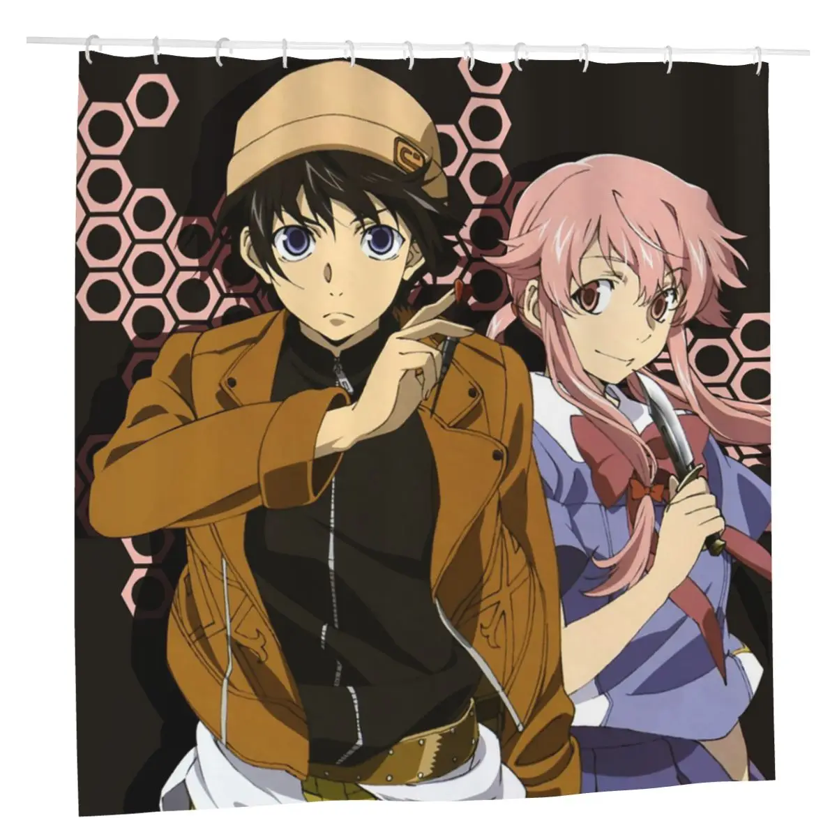 

Mirai Nikki Future Diary Shower Curtains Home Bath Curtains Yukiteru Amano Yuno Gasai Thicken Multi-size Cloth Screen