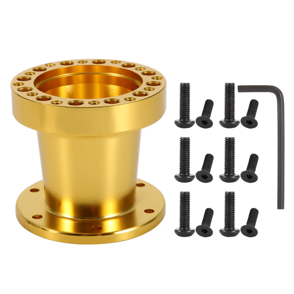 

3inch Universal Car Steering Wheel Hub Aluminum Spacer Steering Wheel Hub Adapter Kit (Gold)