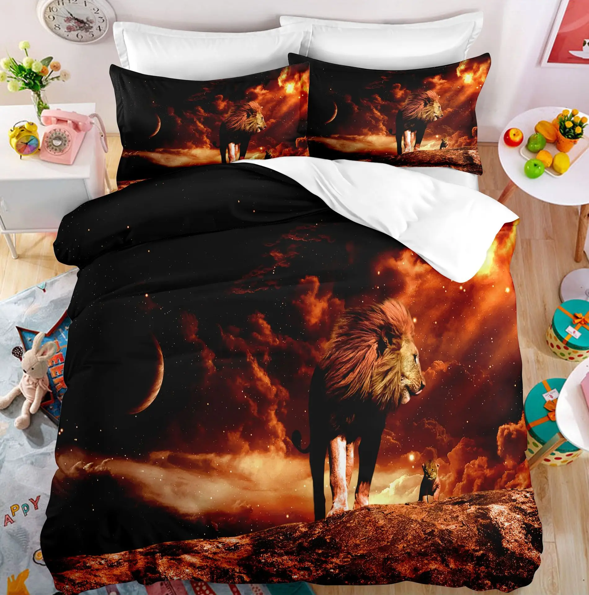 

Комплект постельного белья с пододеяльником и изображением Льва